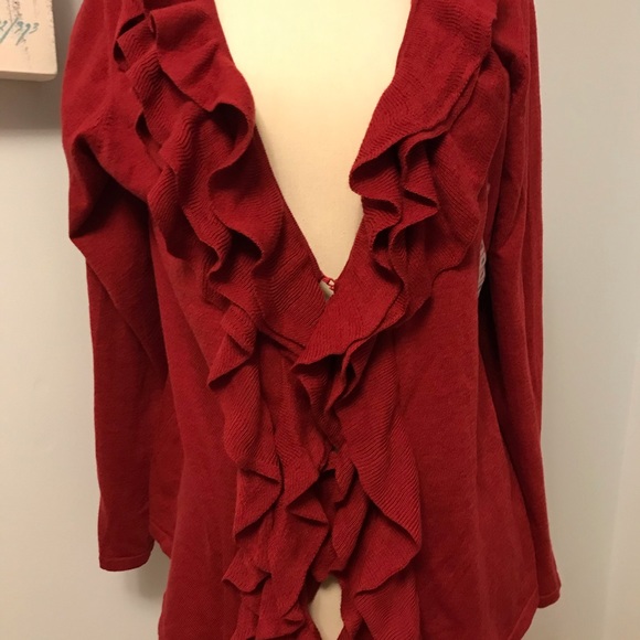 New Soft ruffled cardigan women’s large - Picture 3 of 3